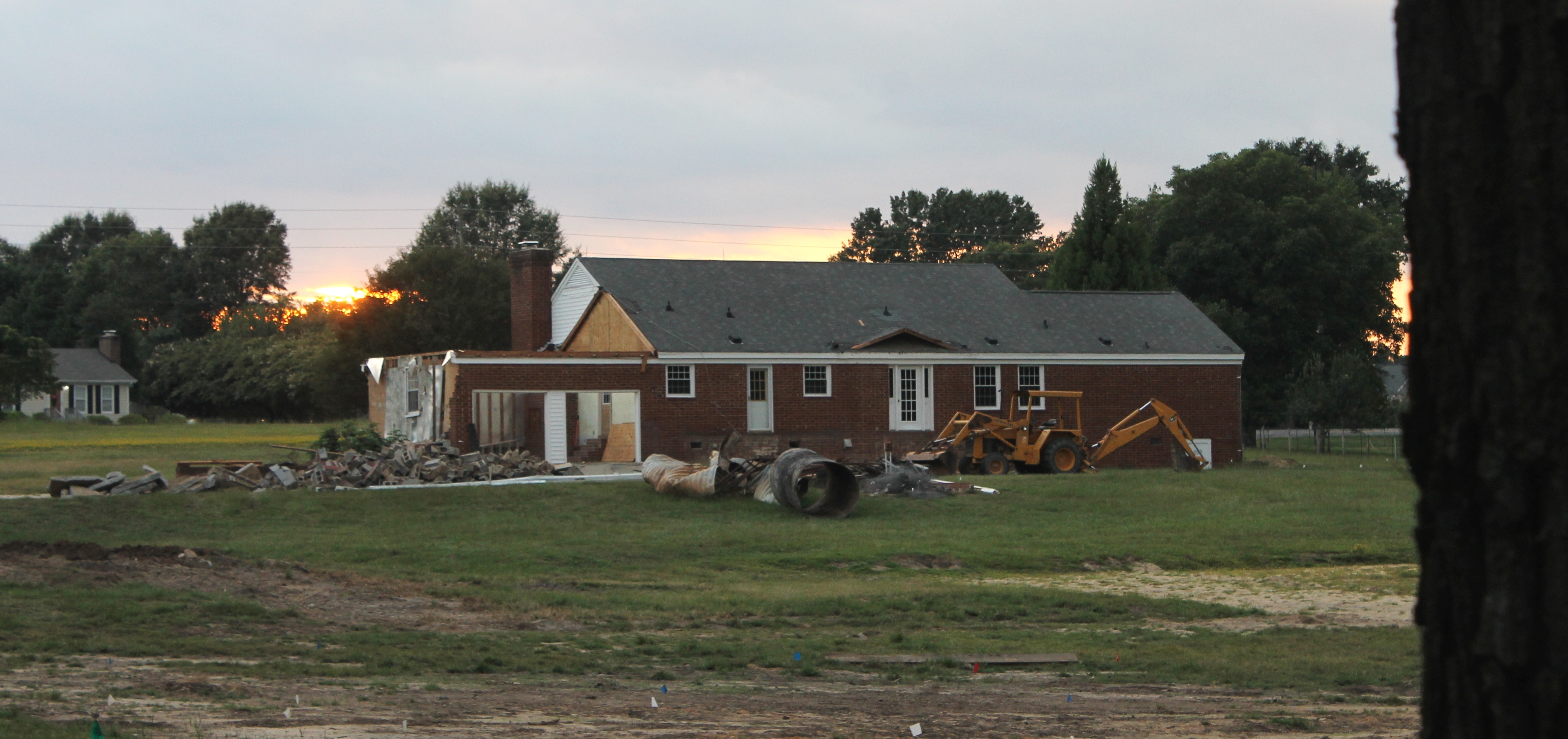 2016 - New land acquistion of 9205 Sauls Road - sunset over Yde house disassembly/house give away